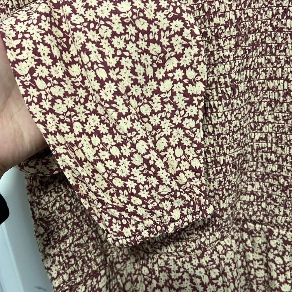 GB Girls Floral Print Knee Length Burgundy Long Sleeve Dress size XL - Picture 4 of 8